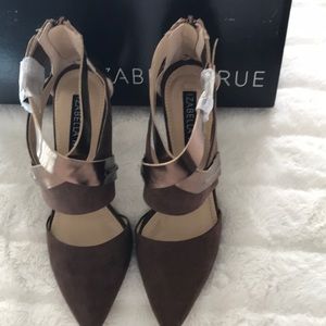 Brown and golden heels